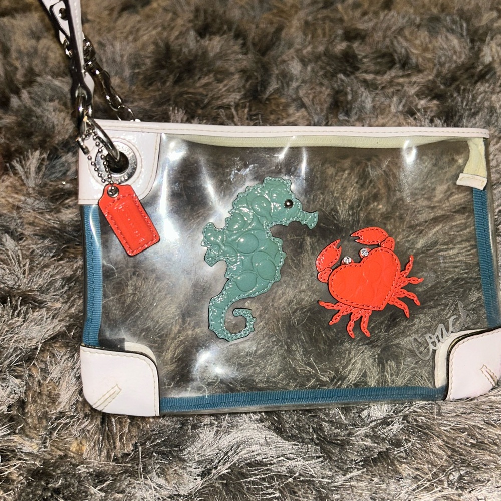 Rare Coach seahorse &swarovski wristlet
